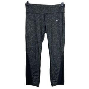 Nike Running Leggings Womens XS Black Gray Dri Fit Meteor Capri Athleisure Gym